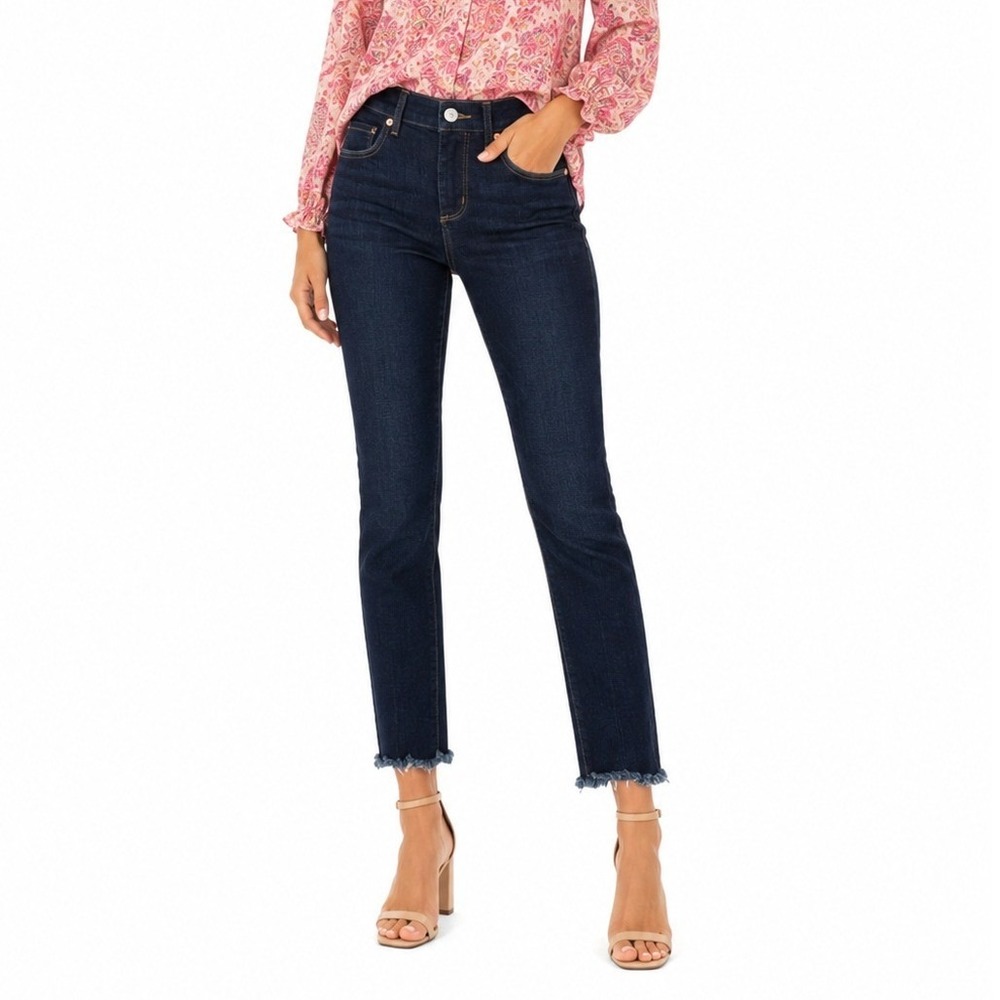 LOFT Modern Skinny Jeans Women 24 Dark Wash Raw Hem Stretch Classic Casual